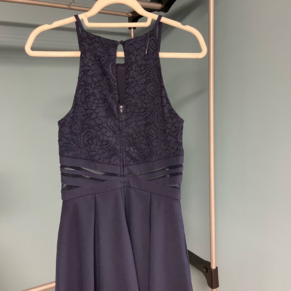 Speechless Navy Lace Bodice Fit & Flare Dress – Size 7